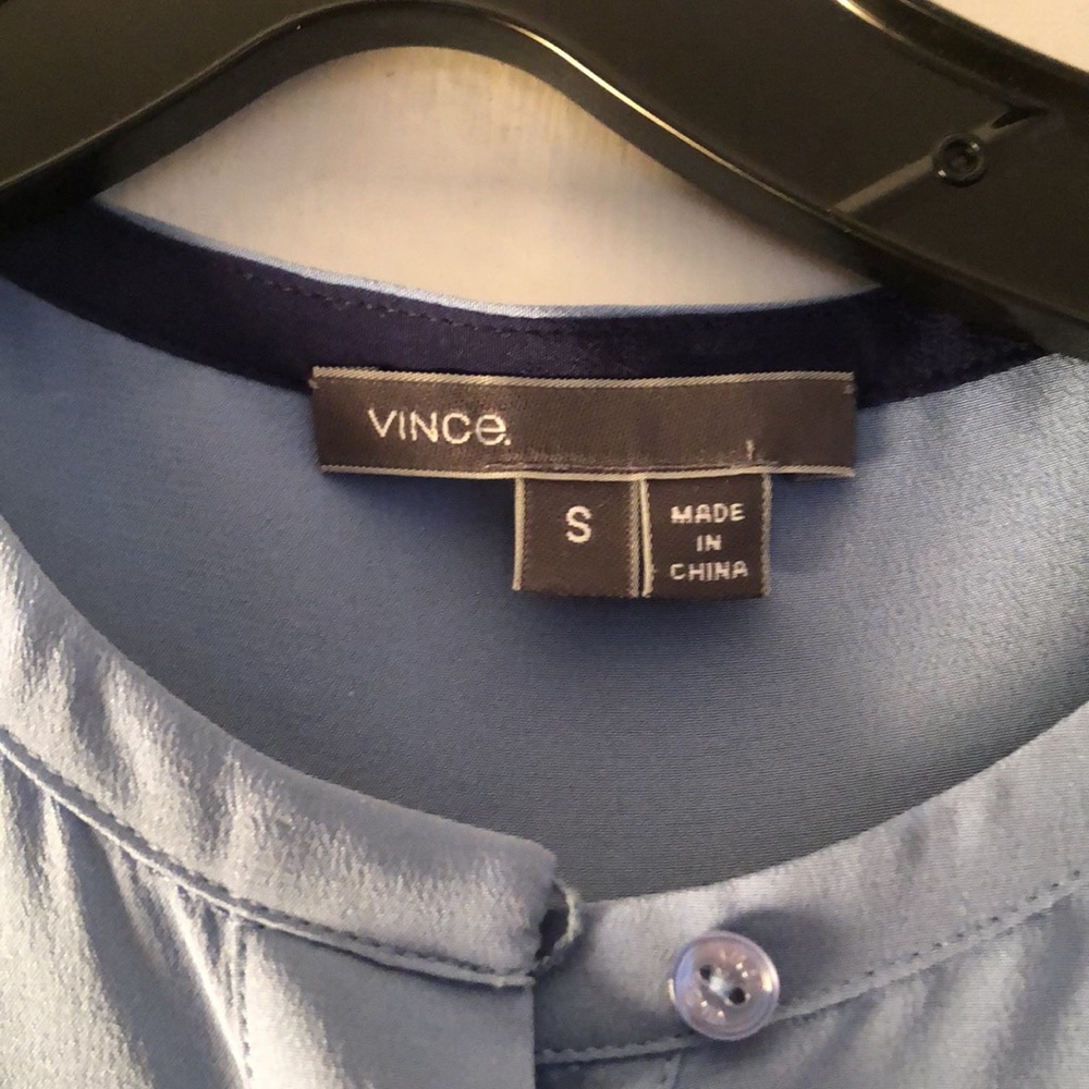 Vince Two Tone Silk Button Down Blouse Small - image 2